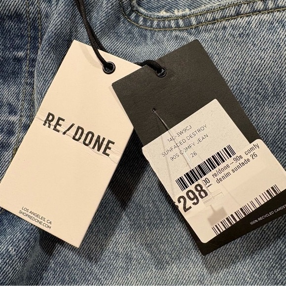 RE/DONE 90s Comfy Jean - Sunfaded Destroy Women's Size 26 Distressed NWT Revolve - Picture 7 of 14